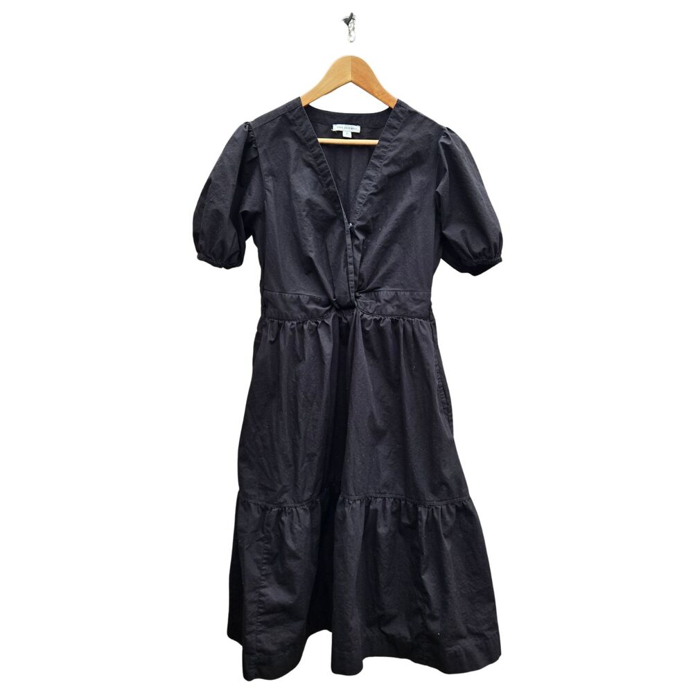 Dark Feminine Tiered Romantic Puff Sleeve Boho Cottagecore V-Neck Maxi Dress